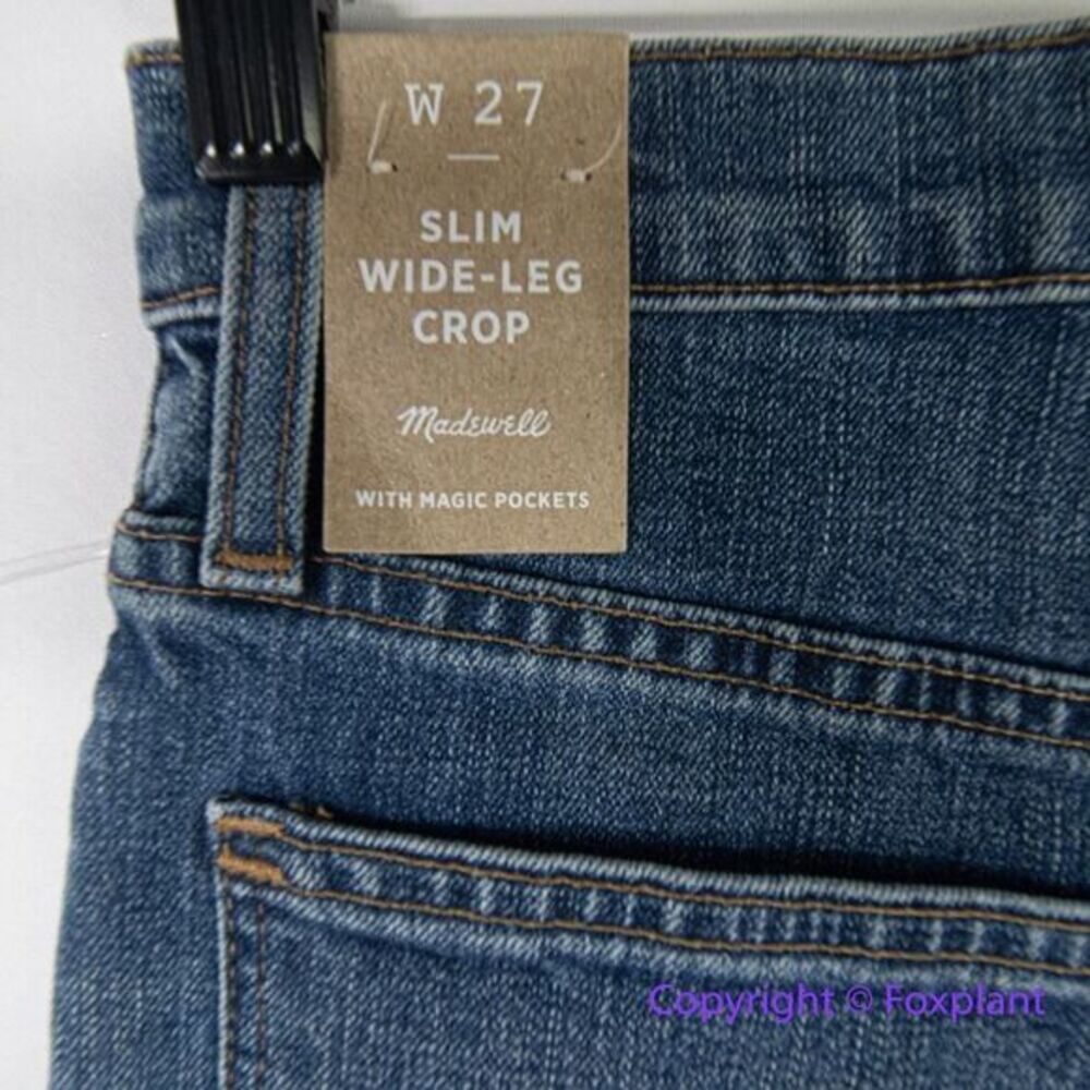 New! Madewelll Slim Wide-Leg Jeans in‎ Crownridge Wash: Raw-Hem Edition, size 27 - Picture 11 of 16
